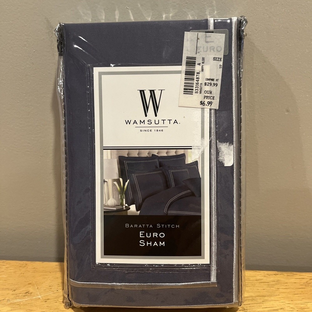 WAMSUTTA EURO SHAM-SILVER Baratta Stitch Blue Jean 26x26" Square‎